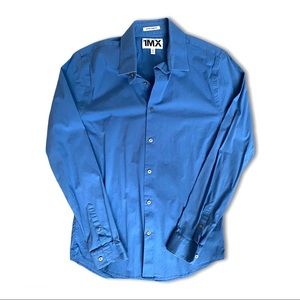 Express 1MX Blue Extra Slim Fit Dress Shirt